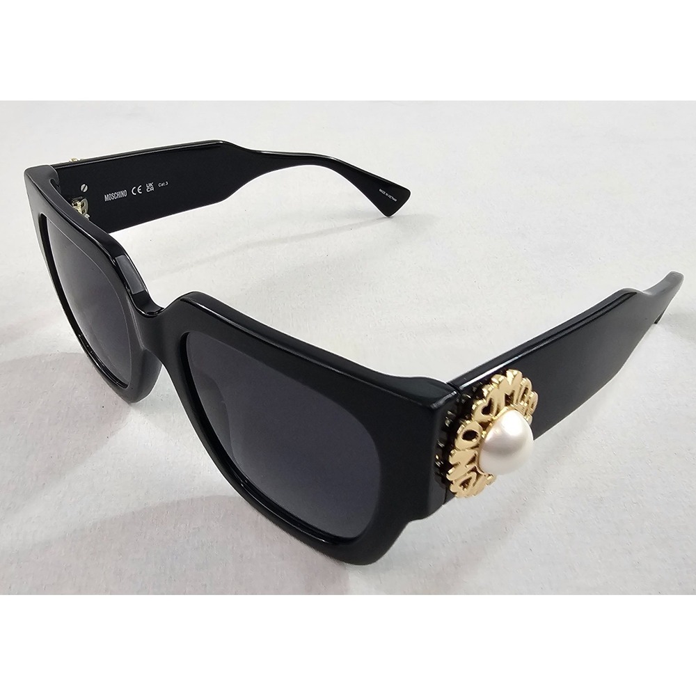 Moschino women sunglasses black white pearl gold MOS153/S/US 80790 with case